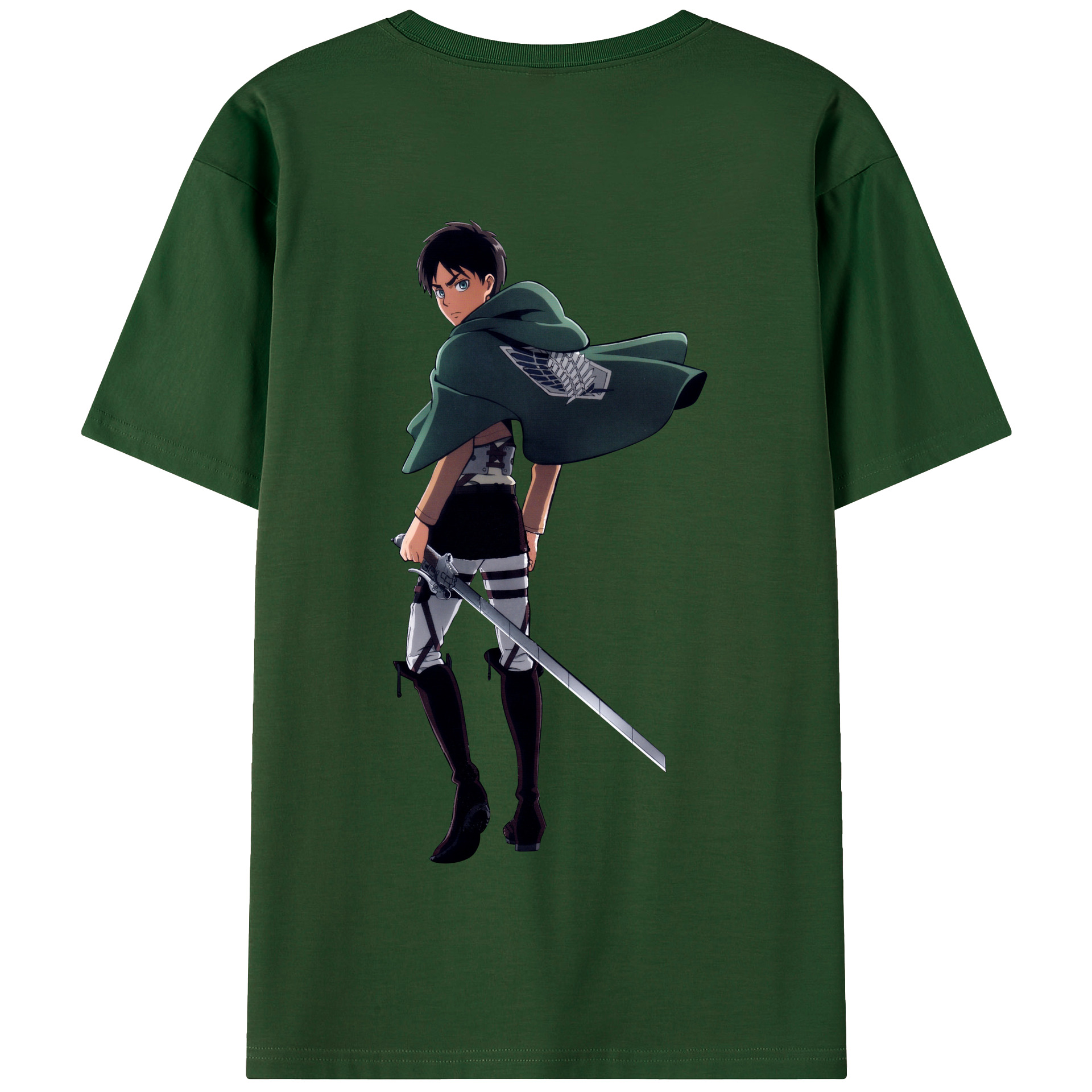 （画像用） 進撃の巨人 エレン･イェーガー Attack on Titan Eren Jäger 綿100％半袖Tシャツ（背面プリント）